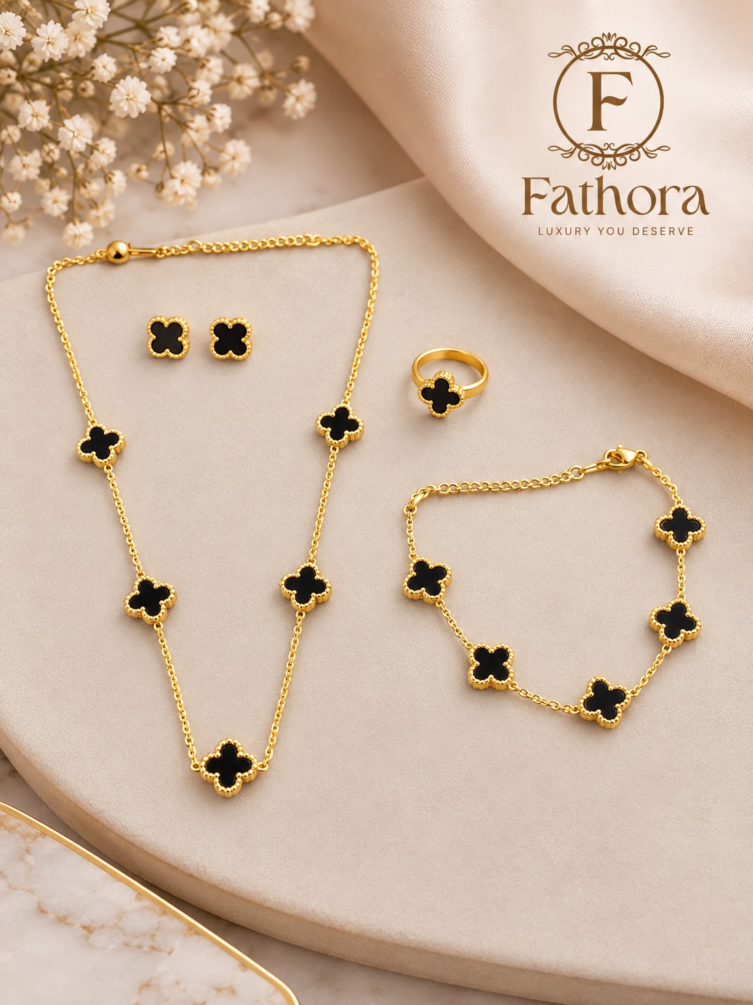 Aura Black Clover 4-Piece Suite by Fathora Collections