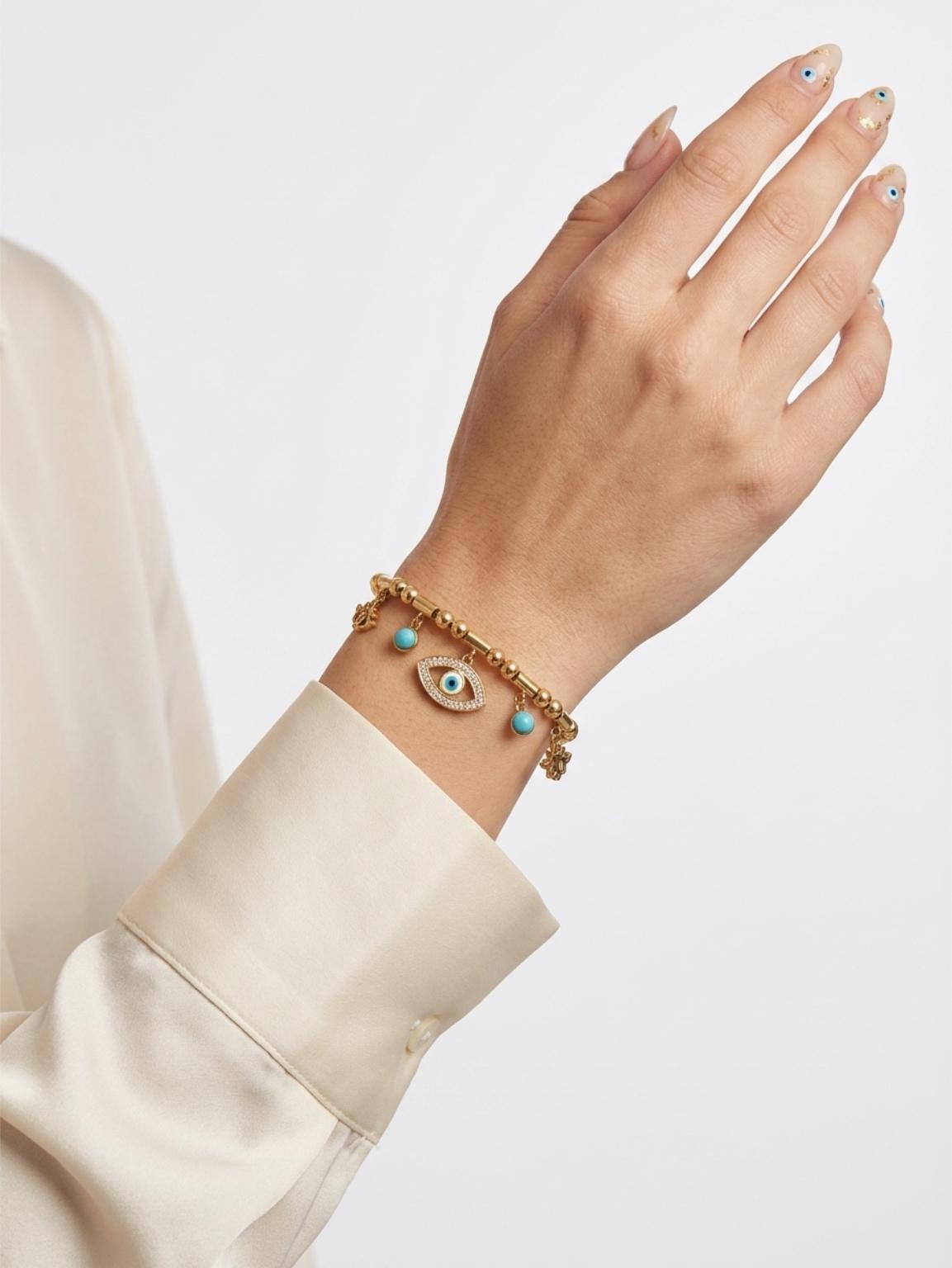 Aura Evil Eye Charm Bracelet by Fathora Collections