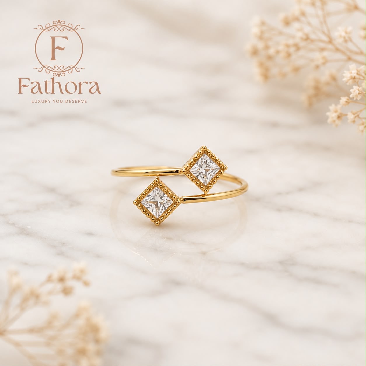 Aura Square Open Ring by Fathora Collections