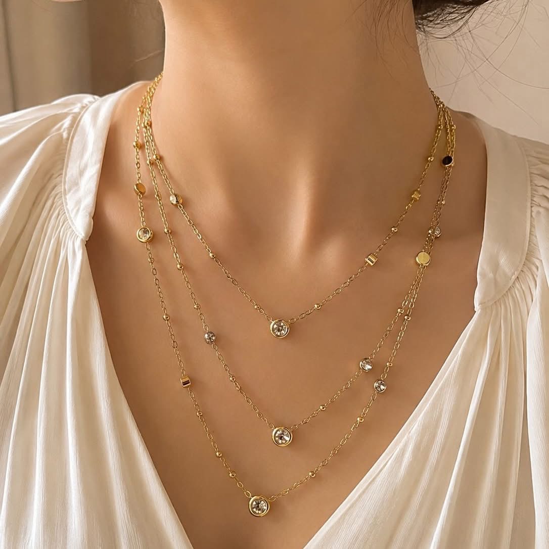 Aura Three-Tier Crystal Station Chain by Fathora Collections