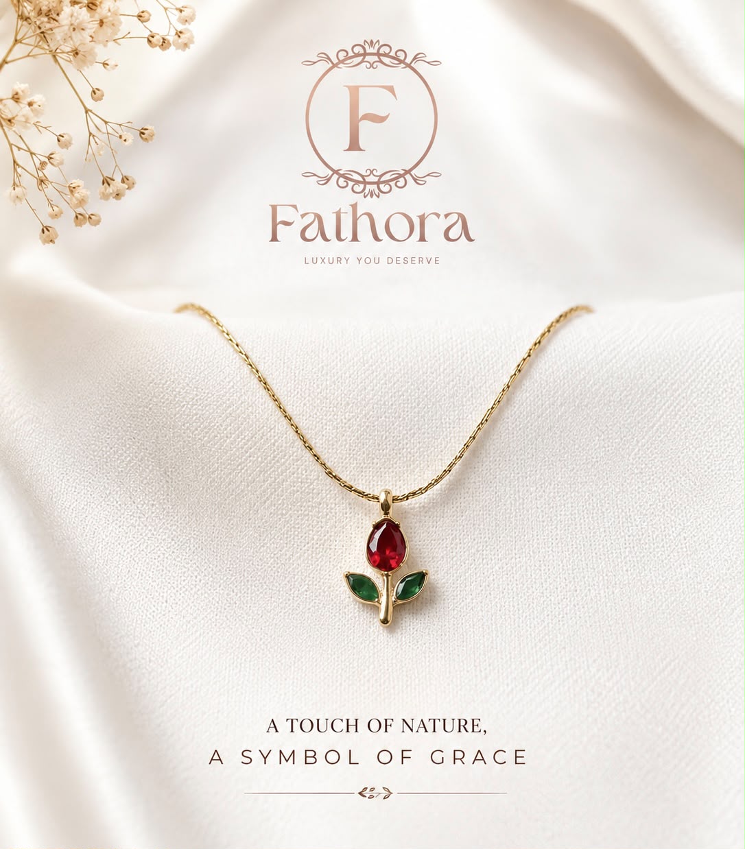 Aura Tulip Gemstone Pendant by Fathora Collections