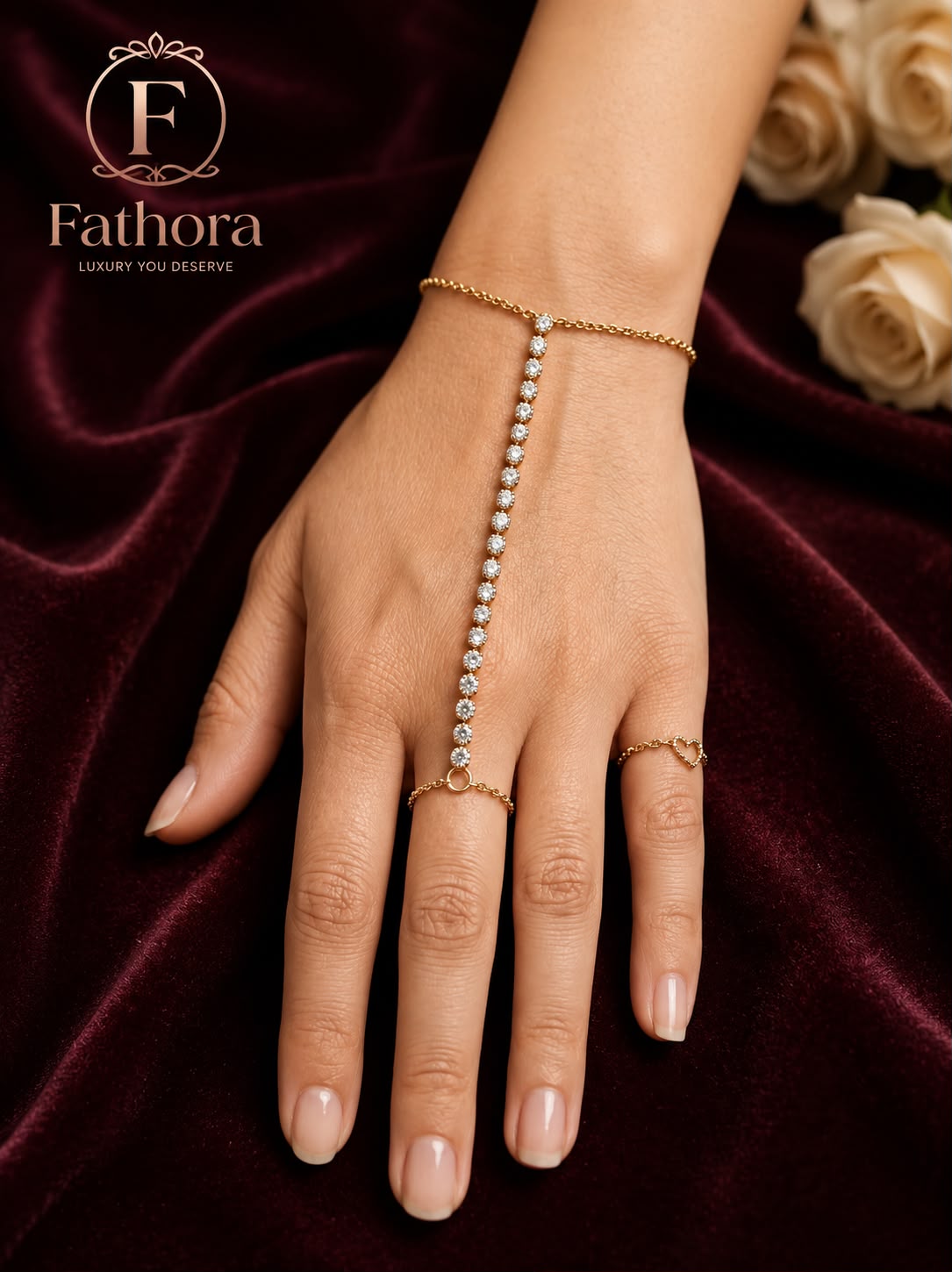 Aurora Crystal Hand Chain by Fathora Collections