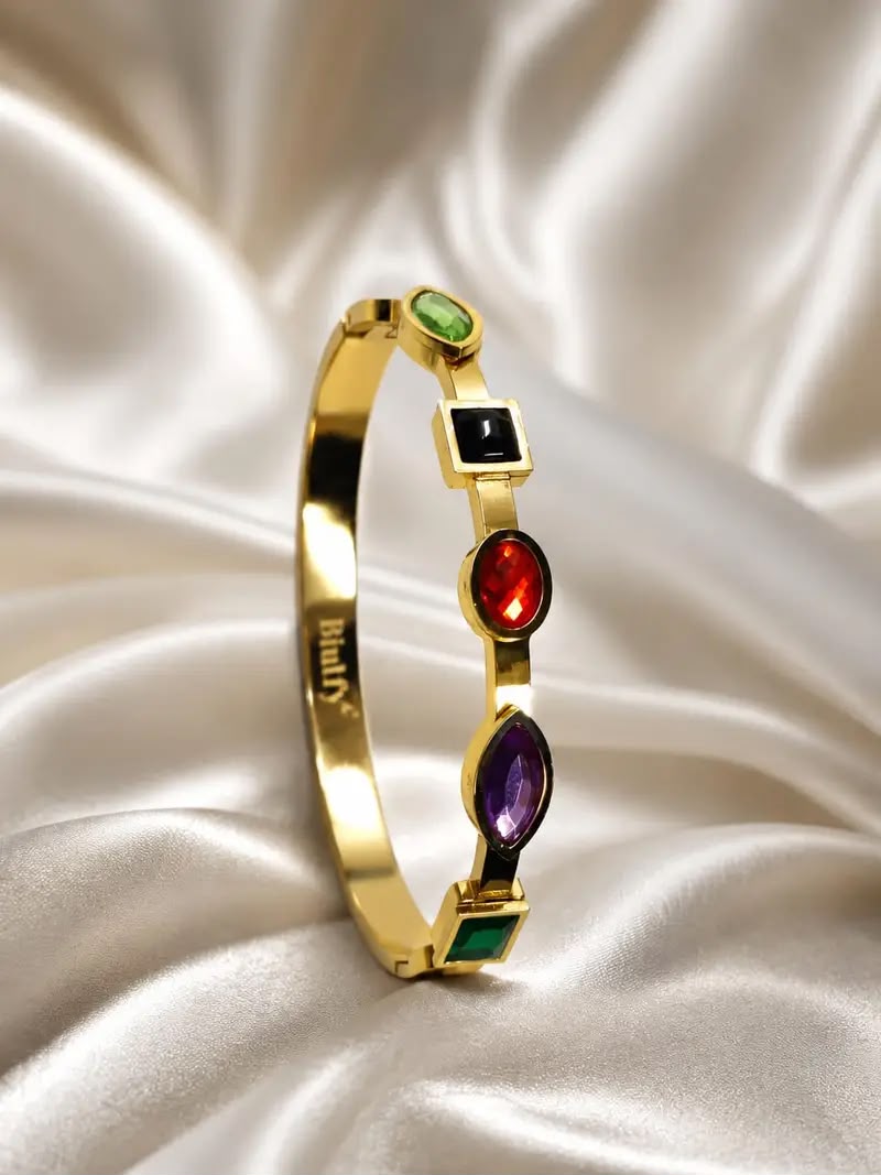 Chroma Mosaic Mixed-Gem Bangle by Fathora Collections