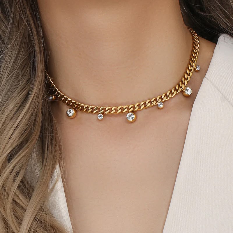 Crystal Accents Dainty Necklace by Fathora Collections
