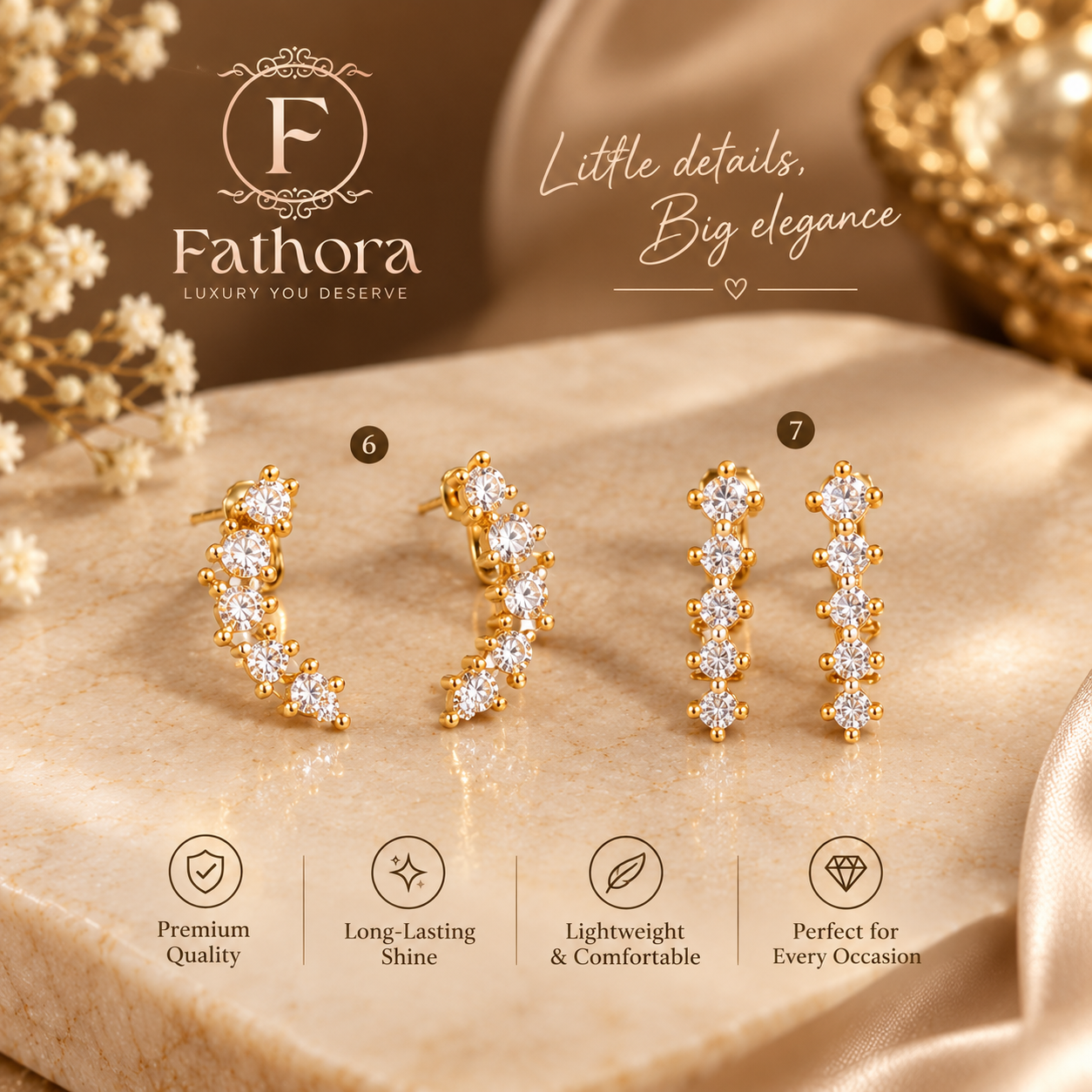Crystal Ear Climbers / Crawlers by Fathora Collections