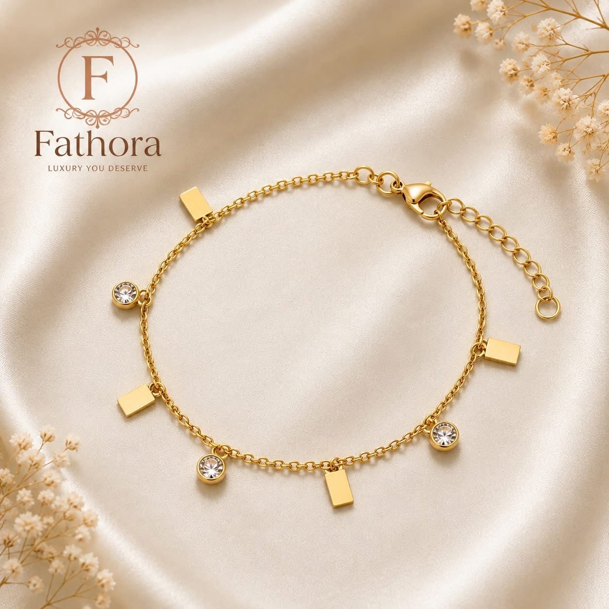 Crystal Gold Bracelet by Fathora Collections