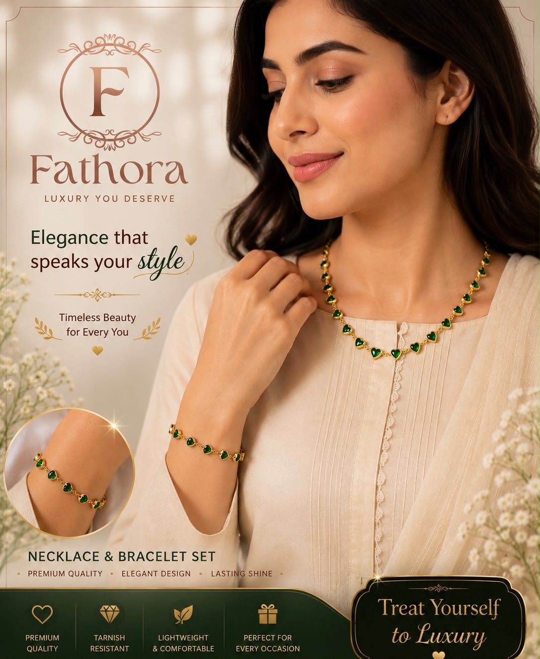 Emerald Heart Elegance Set by Fathora Collections