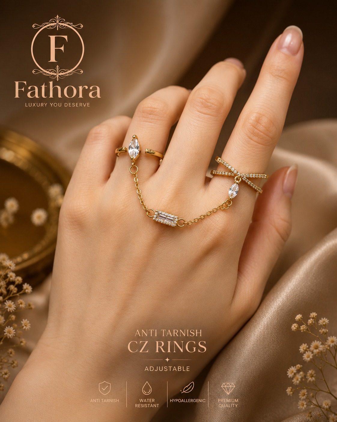 Fathora Heritage Linked Chain Statement Ring by Fathora Collections