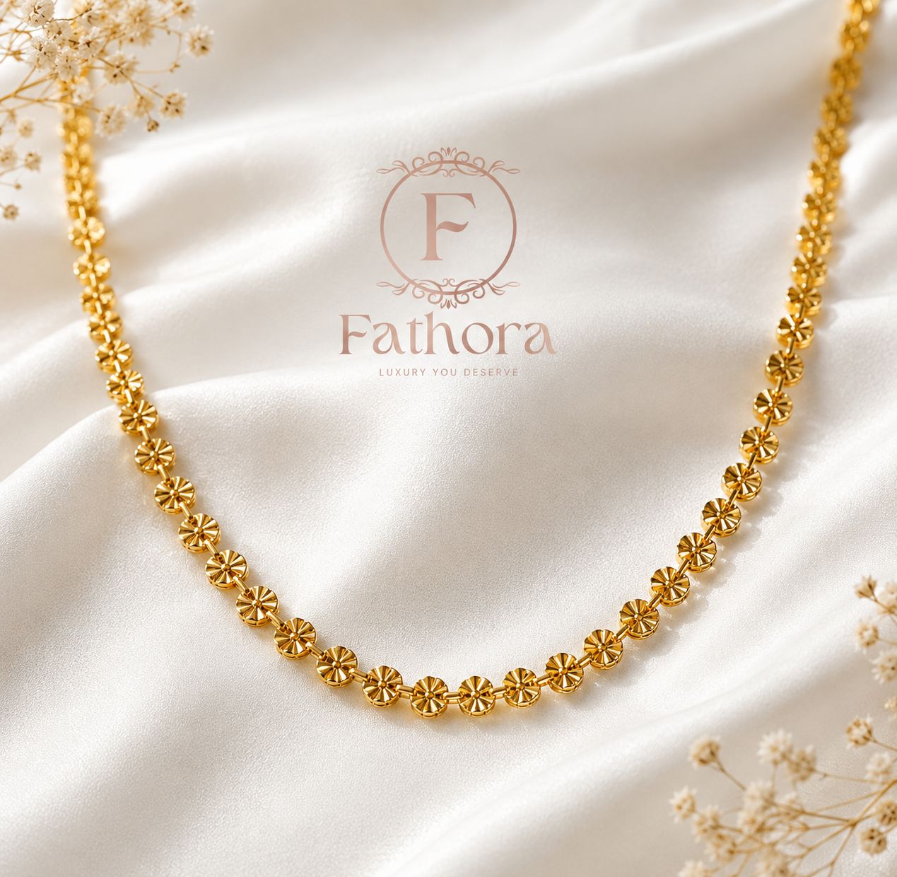 Floral Gold Plated Necklace by Fathora Collections