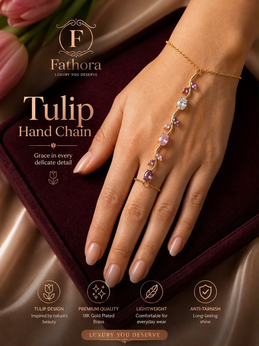 Flower branch slave bracelet by Fathora Collections