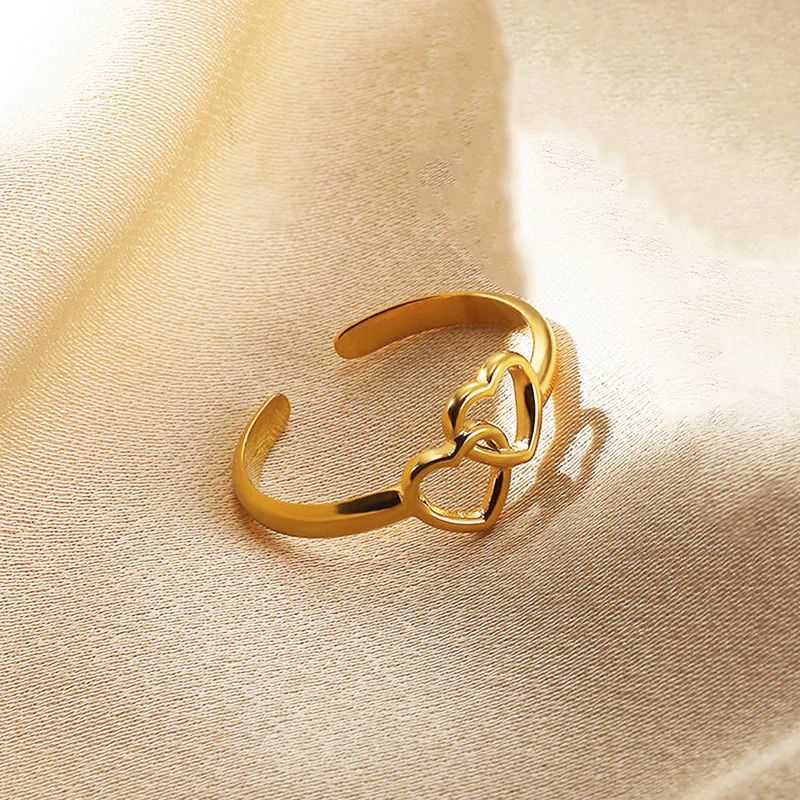 Heart Themed Adjustable Finger Ring by Fathora Collections
