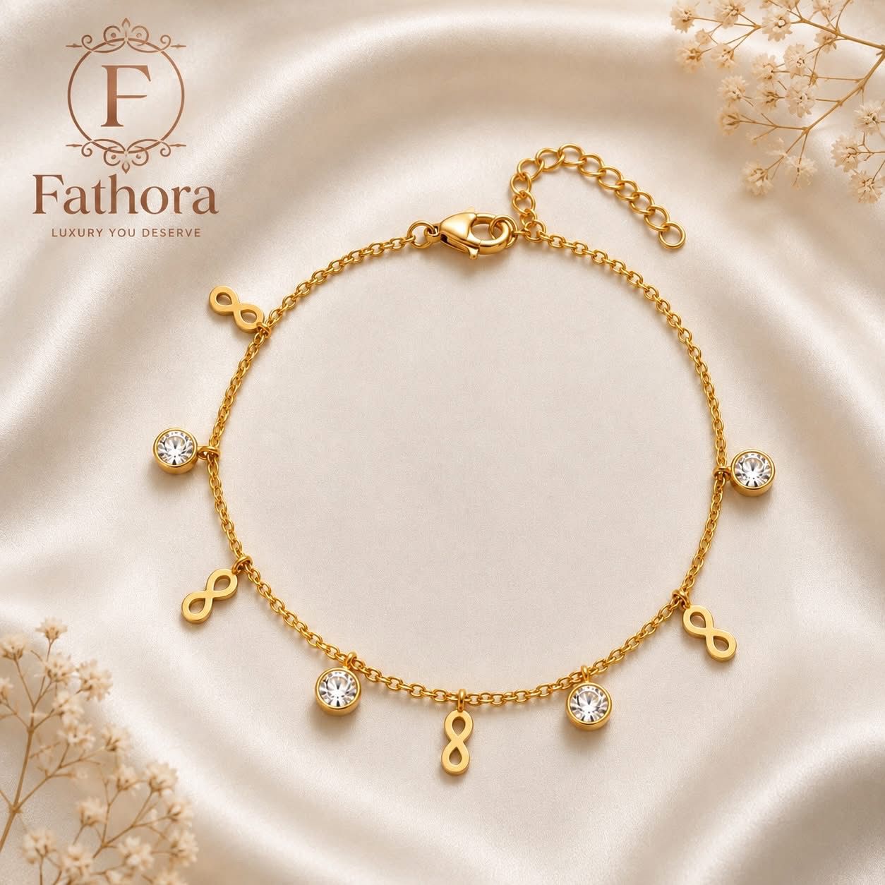 Infinity Gold Bracelet by Fathora Collections