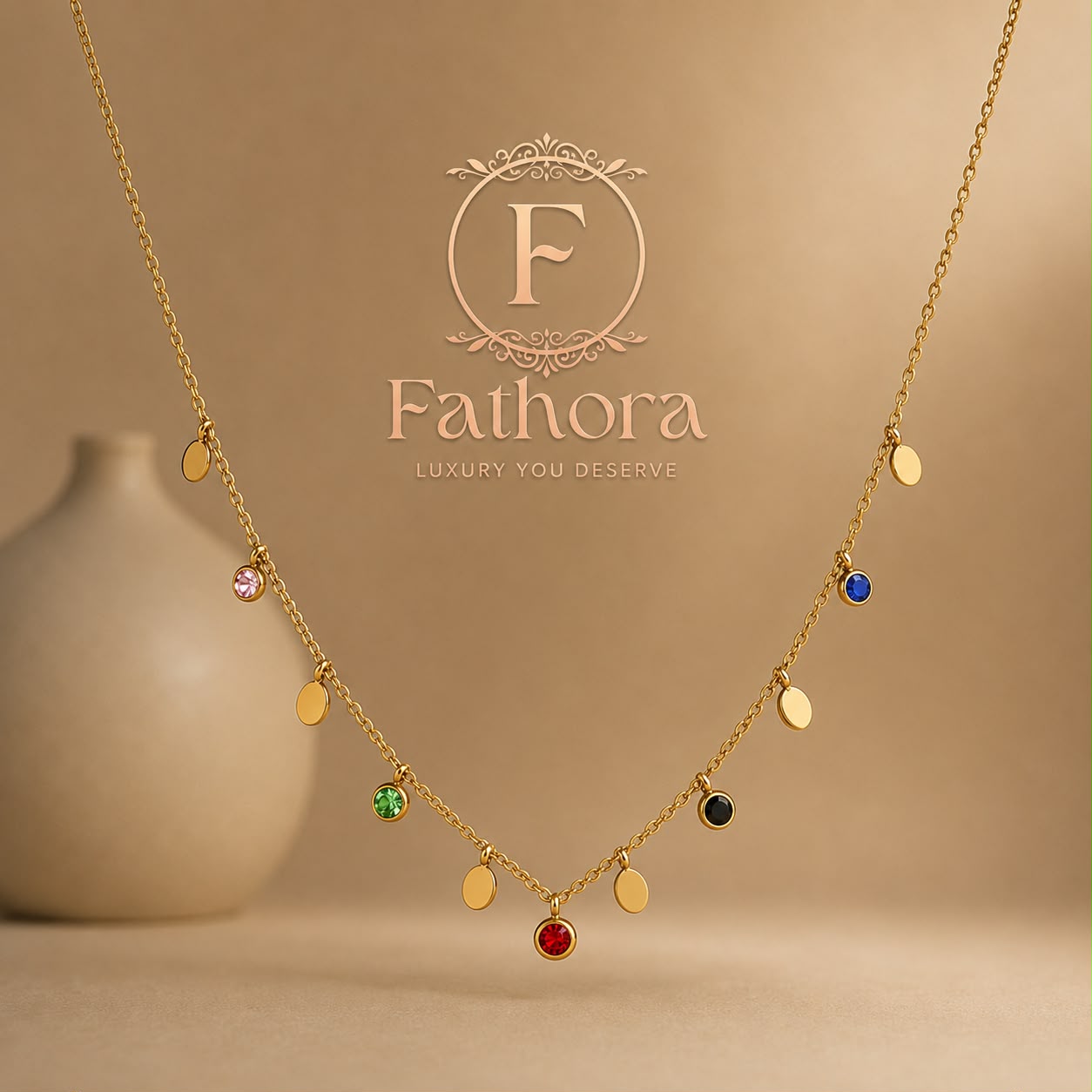 Iris Coin Charm Drop Necklace by Fathora Collections