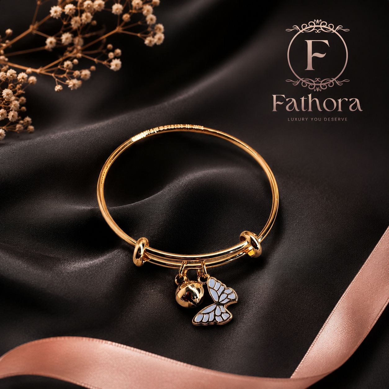 Kids Luna Butterfly Adjustable Bangle by Fathora Collections