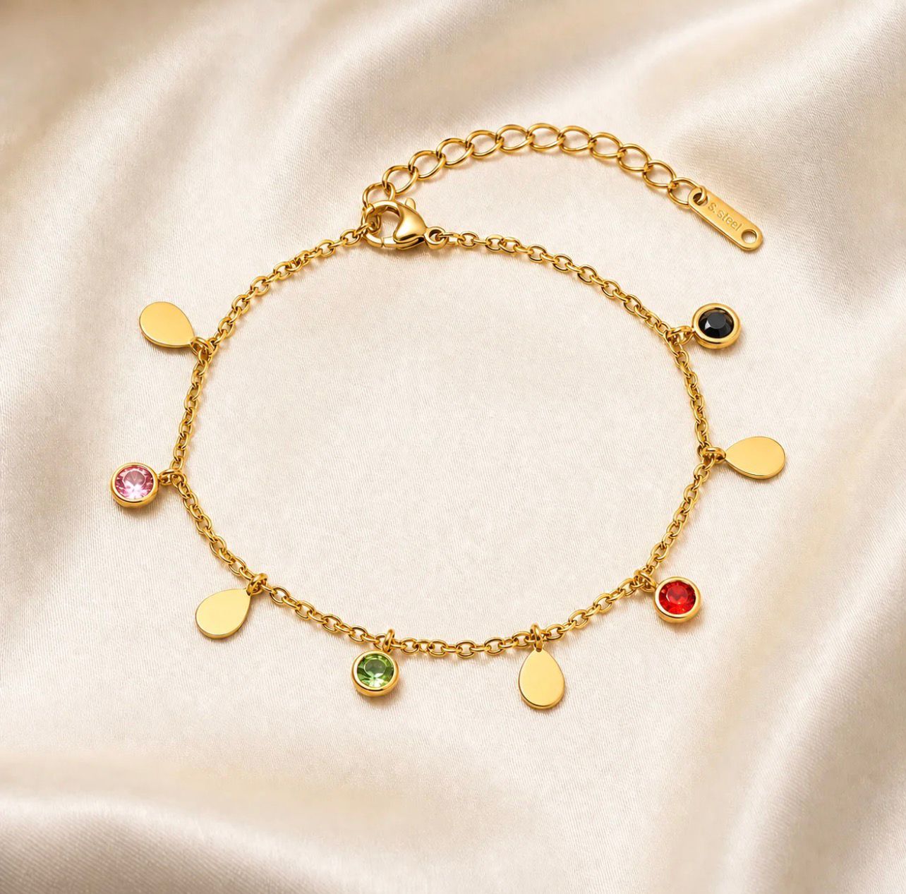 Multi Color Gold Bracelet by Fathora Collections