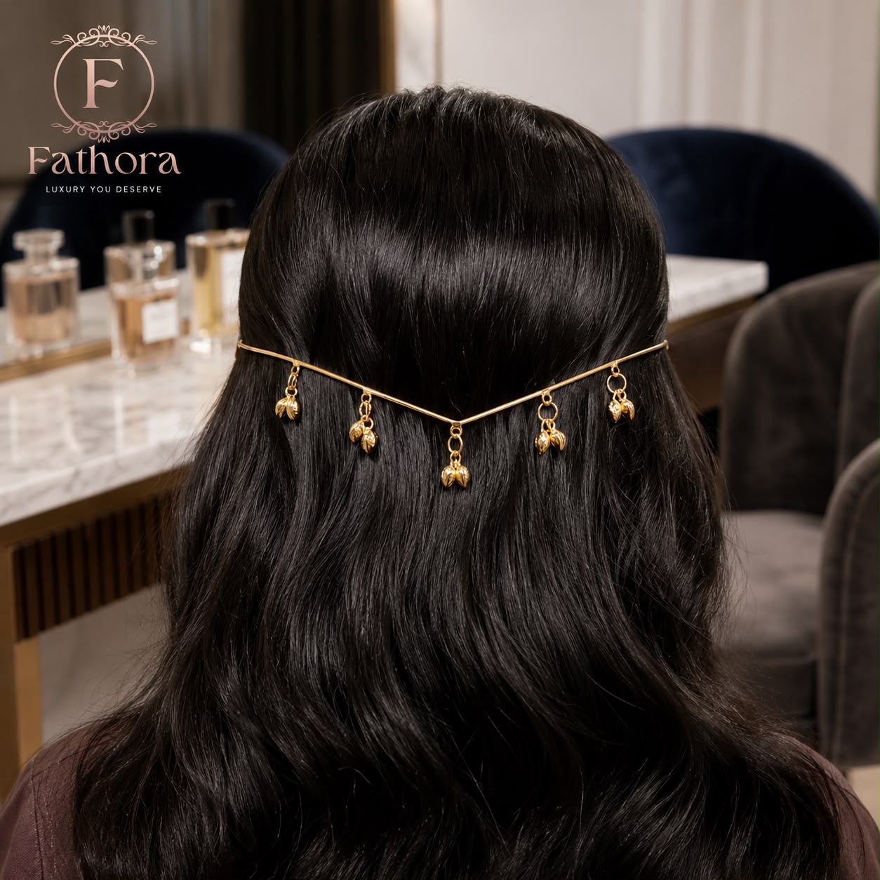 Royal Drizzle Gold-Plated Hair Tiara by Fathora Collections