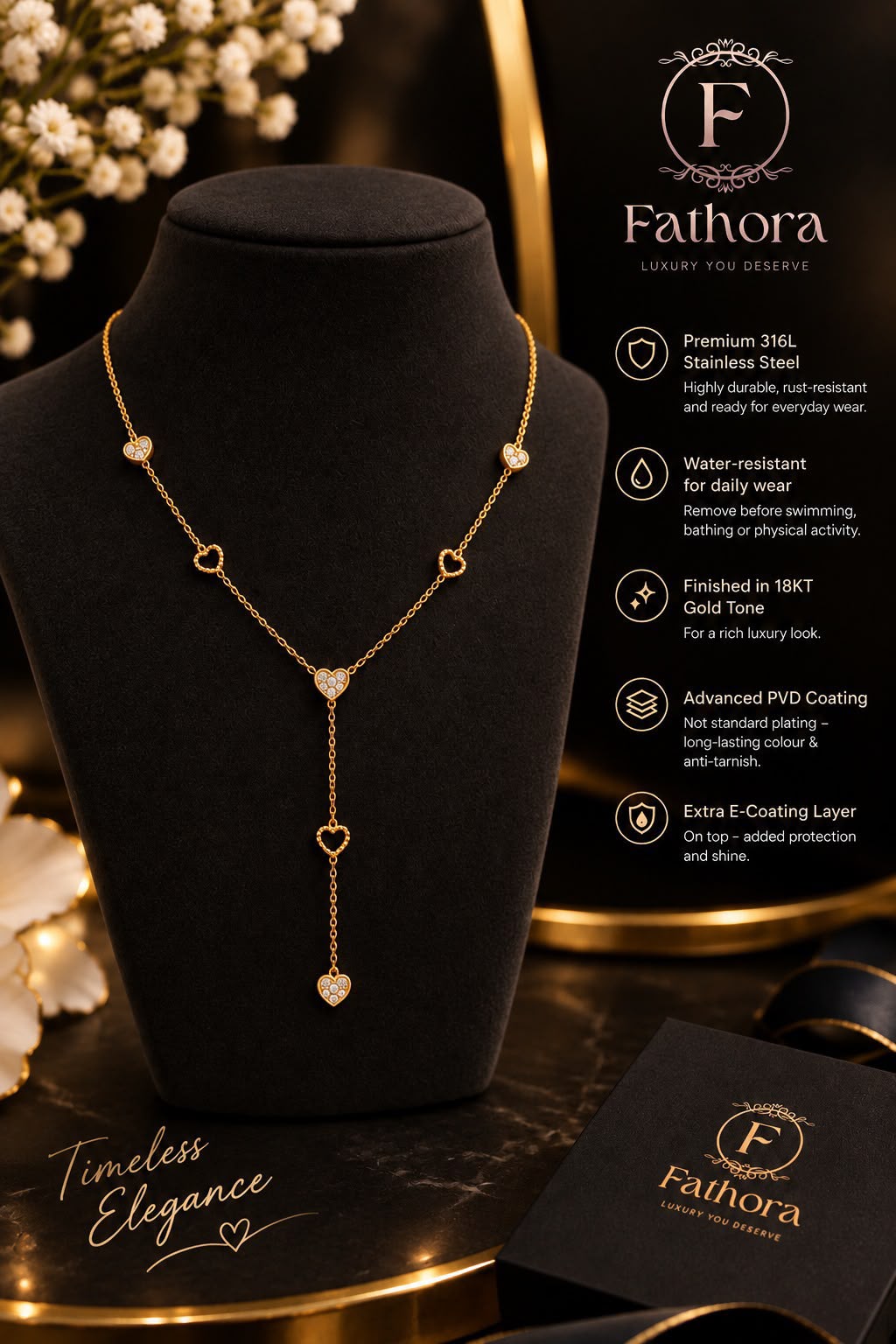 The Amara Y-Necklace by Fathora Collections