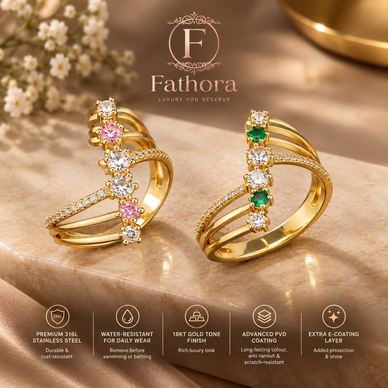 The Astra Multi-Band Ring by Fathora Collections