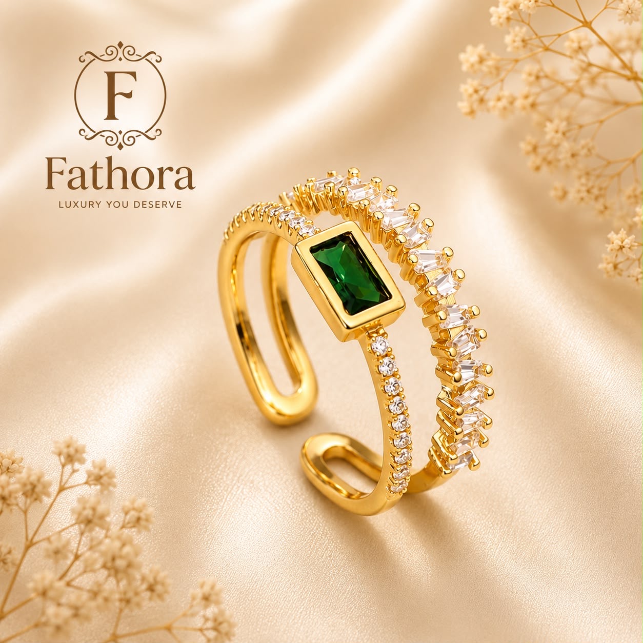 The Emerald Empress Stack Ring by Fathora Collections