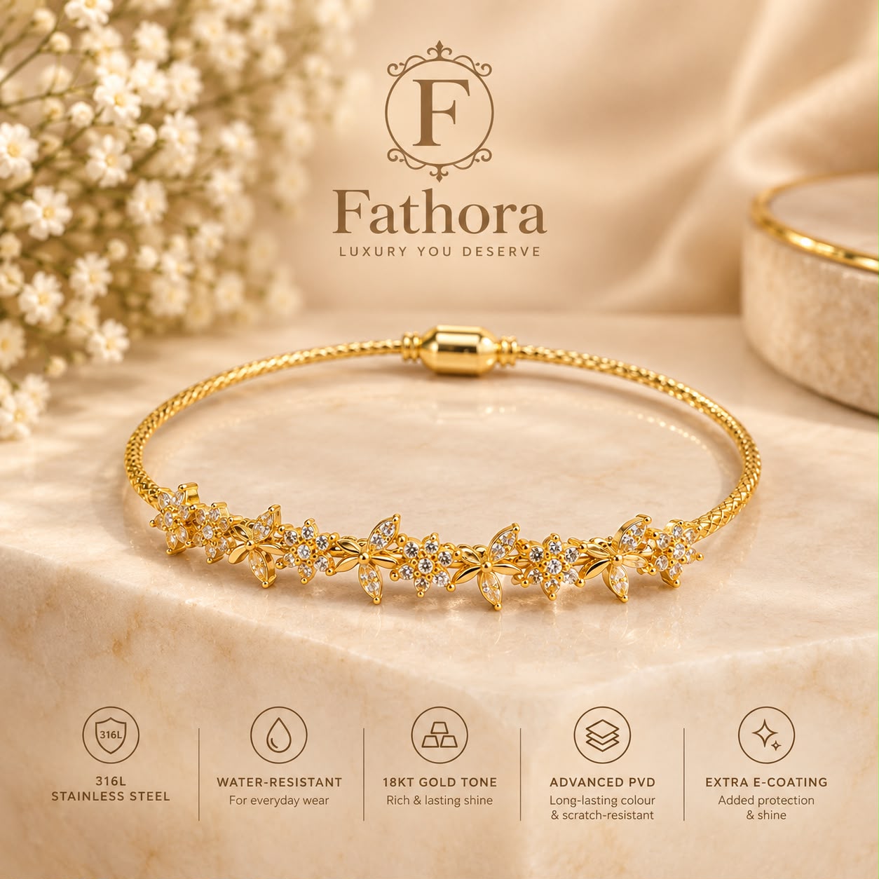 The Empress Floral Bangle by Fathora Collections