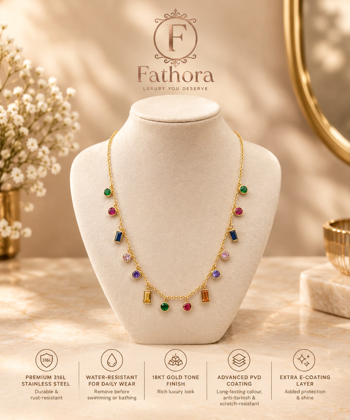 The Fathora Chroma Drop Necklace by Fathora Collections
