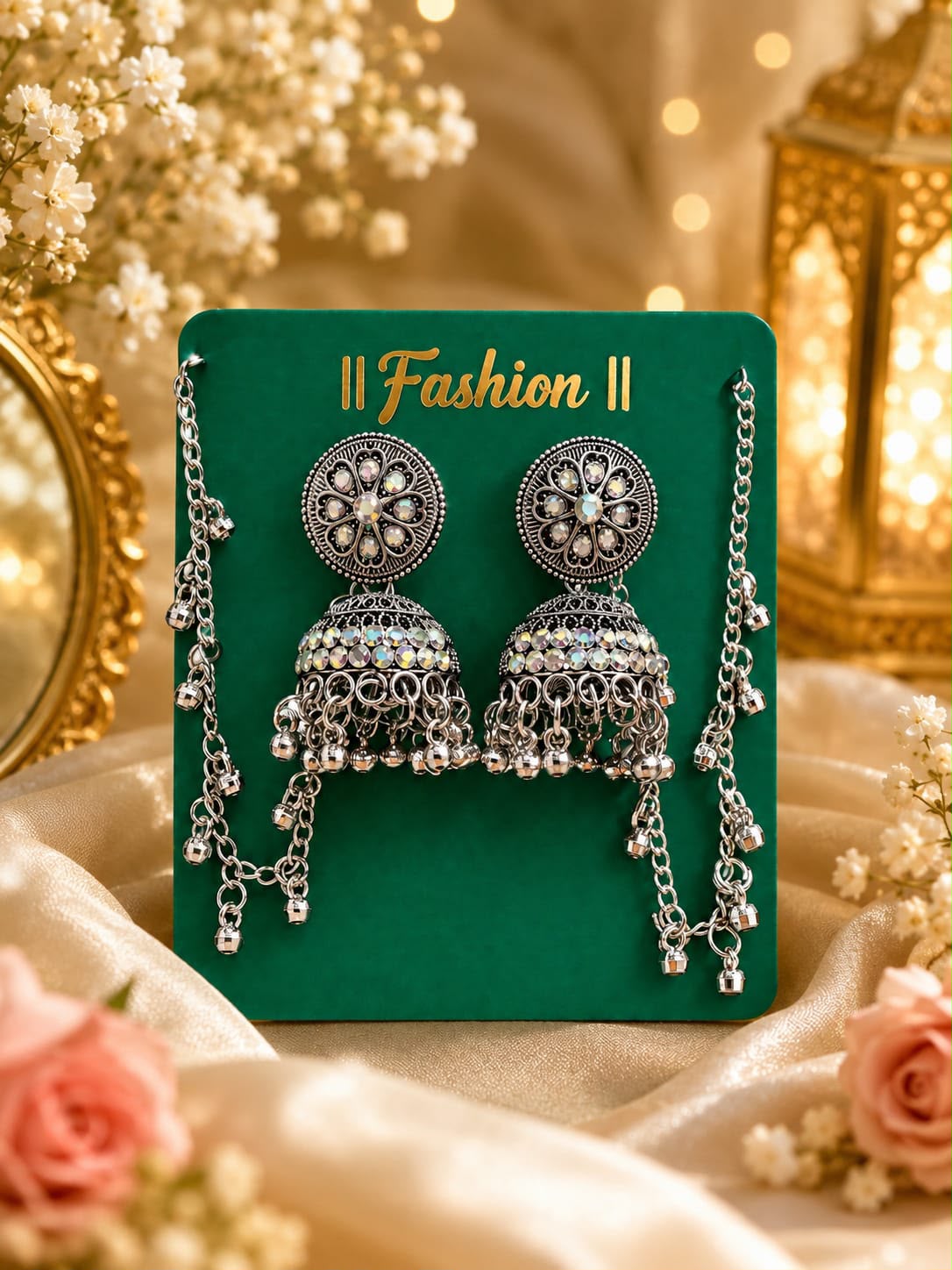 The Heritage Oxidized Jhumka Earrings by Fathora Collections