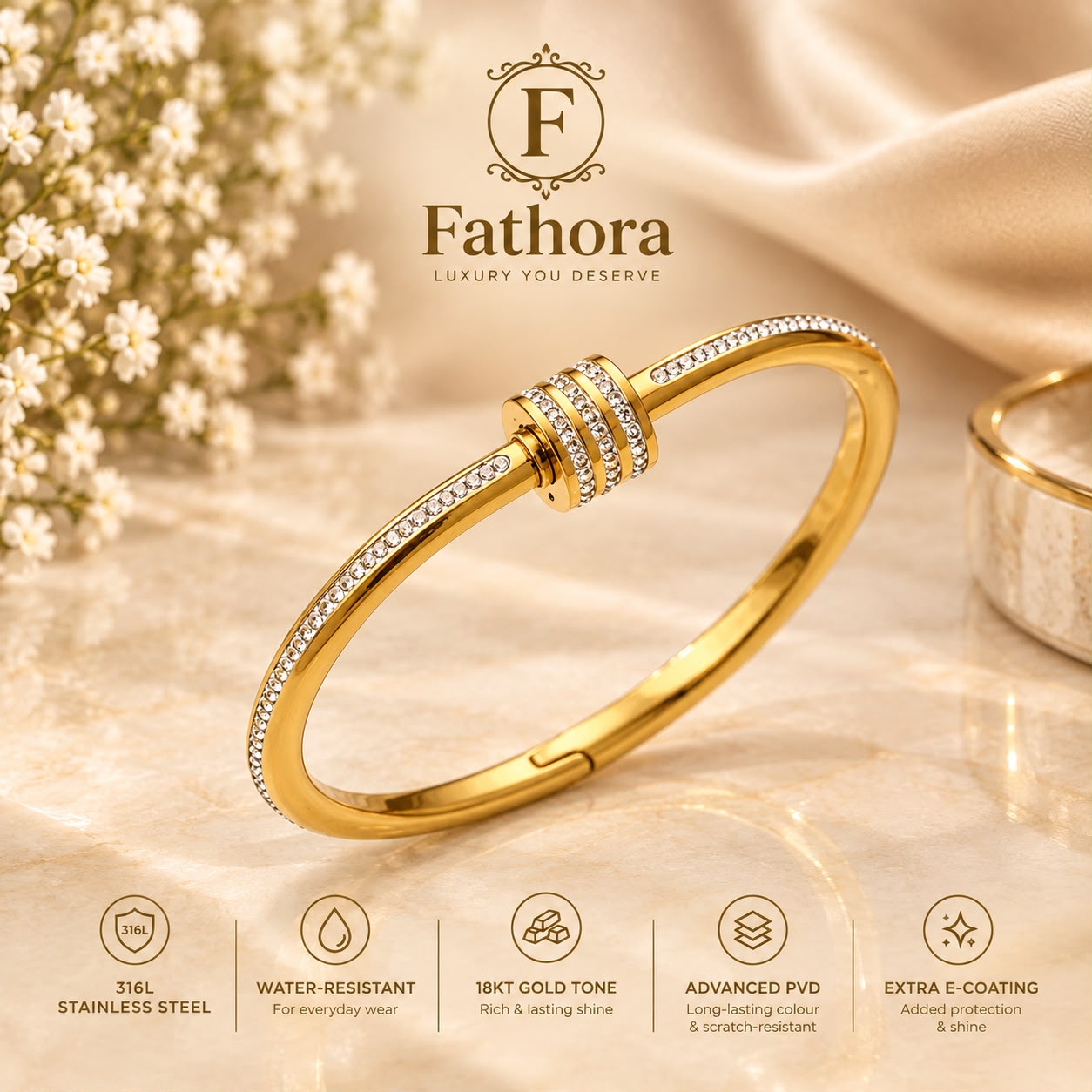 The Trinity Luxe Bangle by Fathora Collections