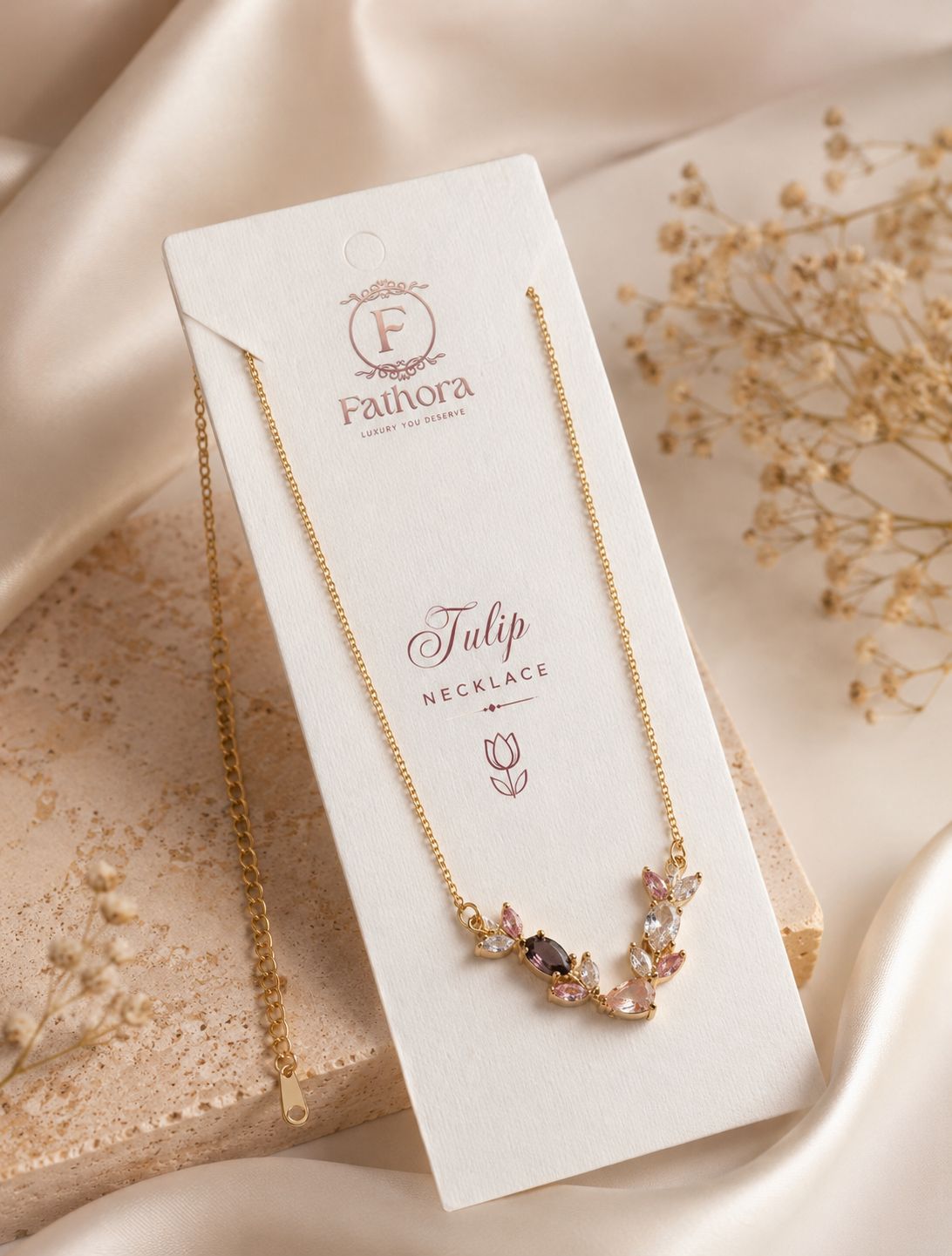 Tulip Blush Elegance Necklace by Fathora Collections
