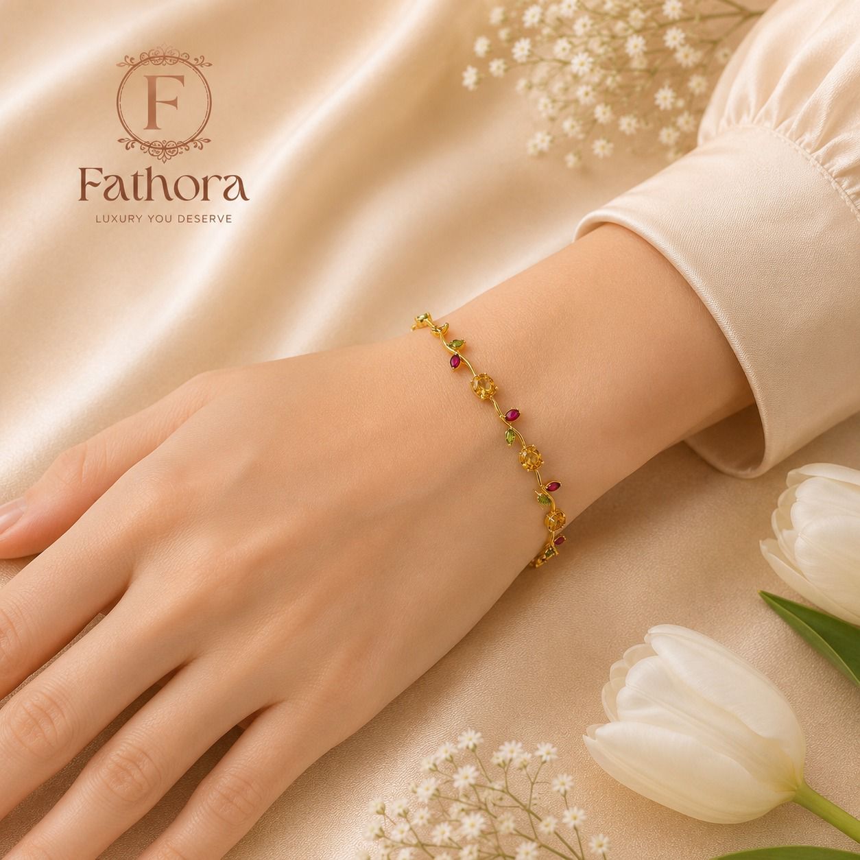 Tulip Golden Blossom Bracelet by Fathora Collections