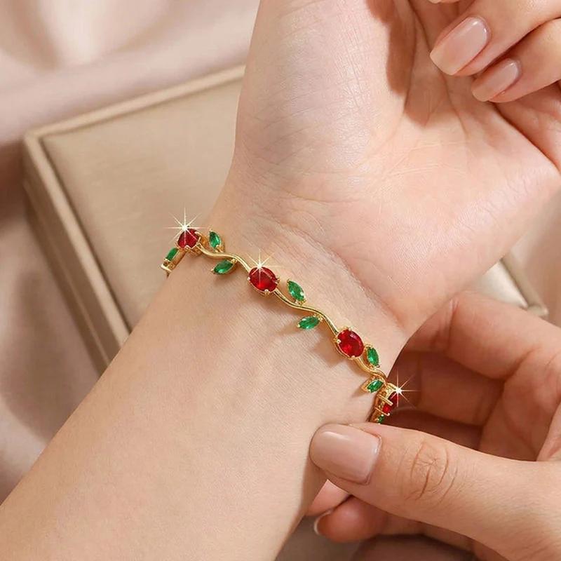Tulip Ruby Blossom Bracelet by Fathora Collections