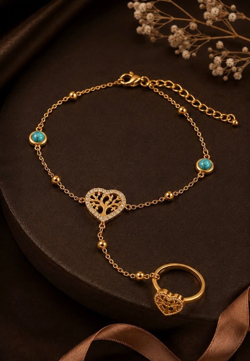 Turquoise Heart Ring Bracelets by Fathora Collections
