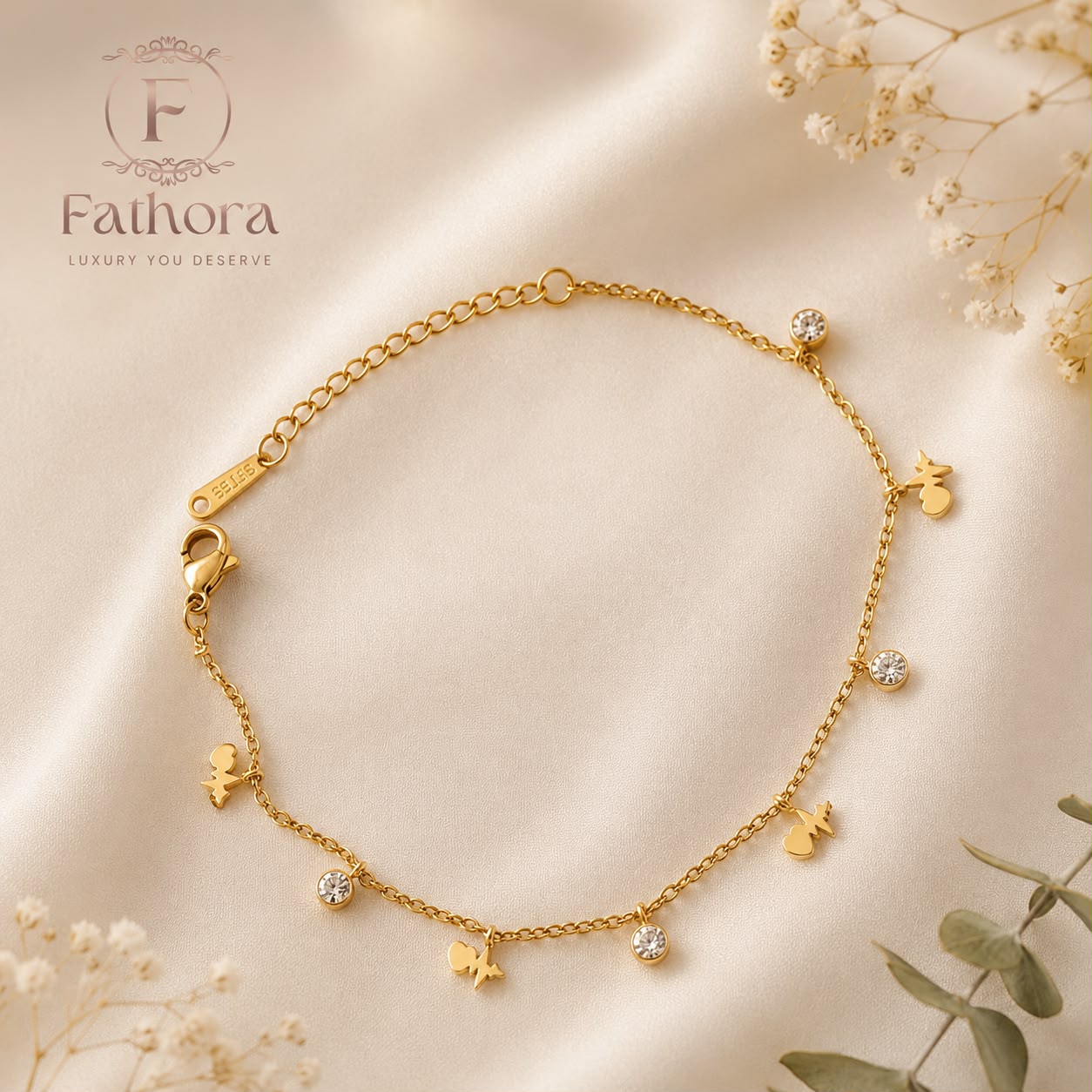 Vitality Pulse Lifeline Charm Bracelet by Fathora Collections