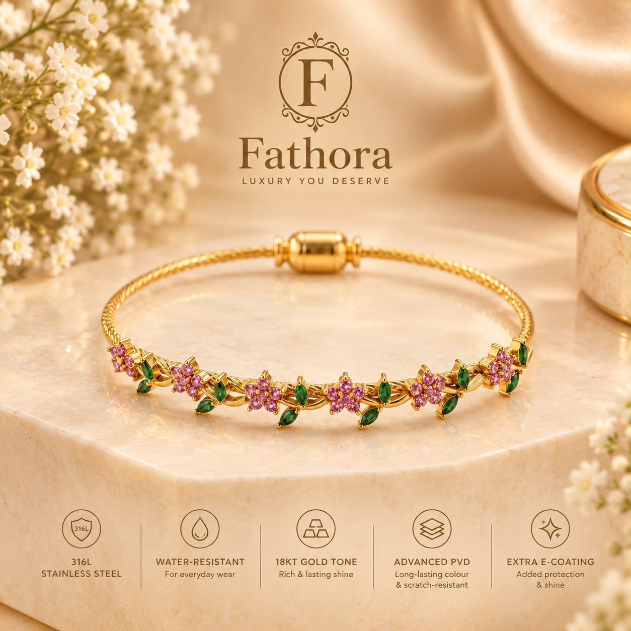 Wildflower Meadow Bangle by Fathora Collections